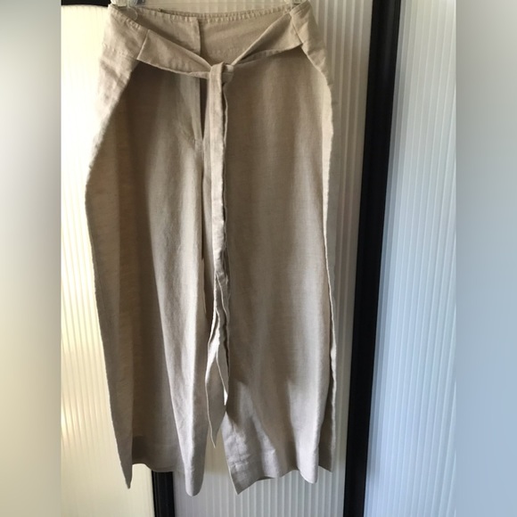 NWT never worn Lili Bleu wide leg linen pants w/built in sash belt. - Picture 1 of 8